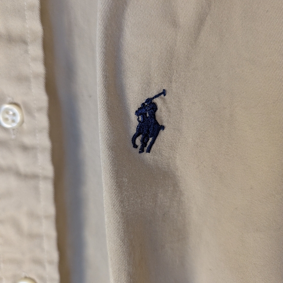 Vintage Polo Ralph Lauren Cream Men's Button-down Preppy Oxford AcademiA Large - Picture 2 of 5